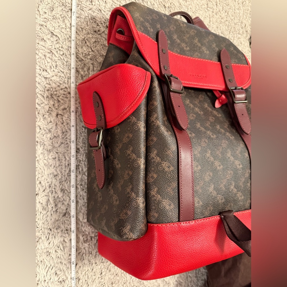 Chic Coach Backpack: Brown with Red Accents - Picture 15 of 16